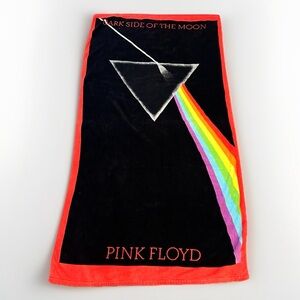 Vtg Pink Floyd Dark Side of the Moon Black Beach Bath Towel 2009 Concert Bands